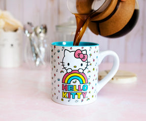 Sanrio Hello Kitty Rainbow Glitter Ceramic Mug | Holds 14 Ounces