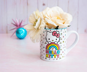 Sanrio Hello Kitty Rainbow Glitter Ceramic Mug | Holds 14 Ounces