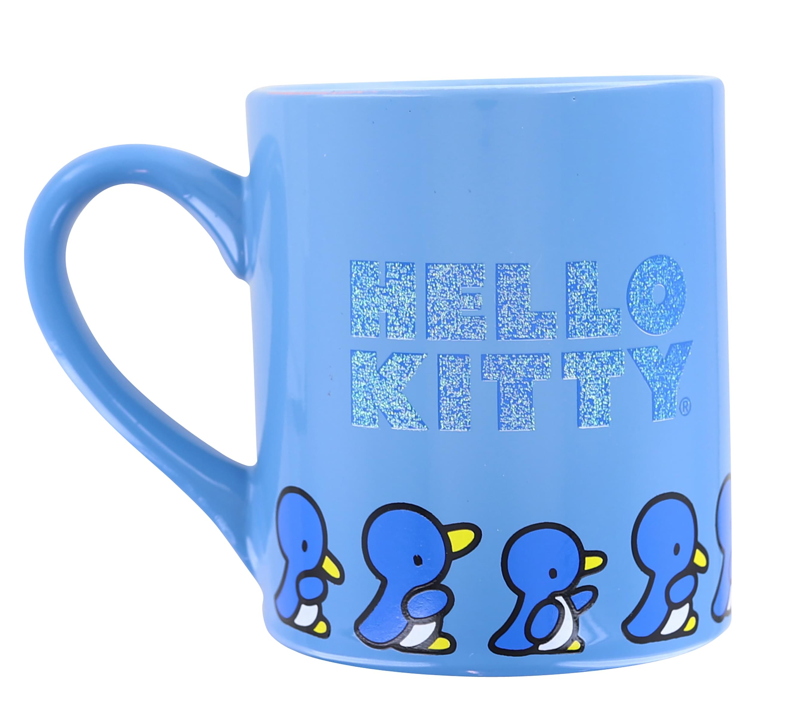 Sanrio Hello Kitty Blue Sparkles Ceramic Mug | Holds 14 Ounces