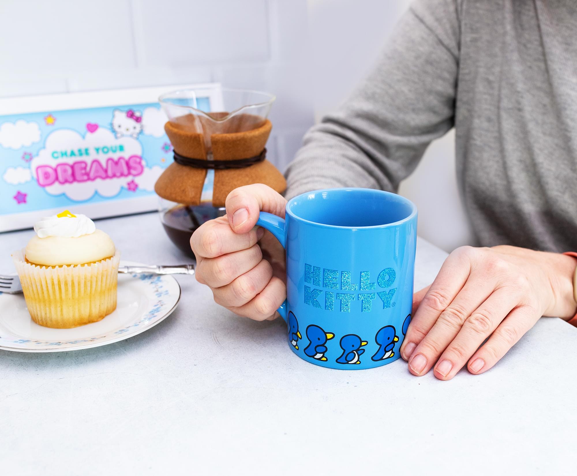 Sanrio Hello Kitty Blue Sparkles Ceramic Mug | Holds 14 Ounces