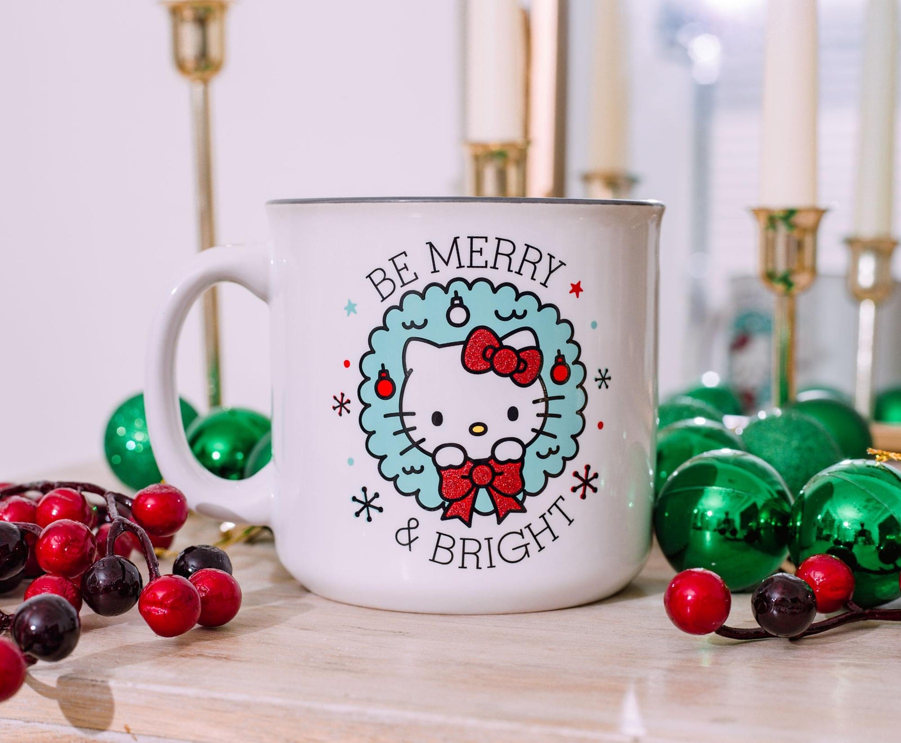 Sanrio Hello Kitty "Be Merry and Bright" Ceramic Camper Mug | Holds 20 Ounces