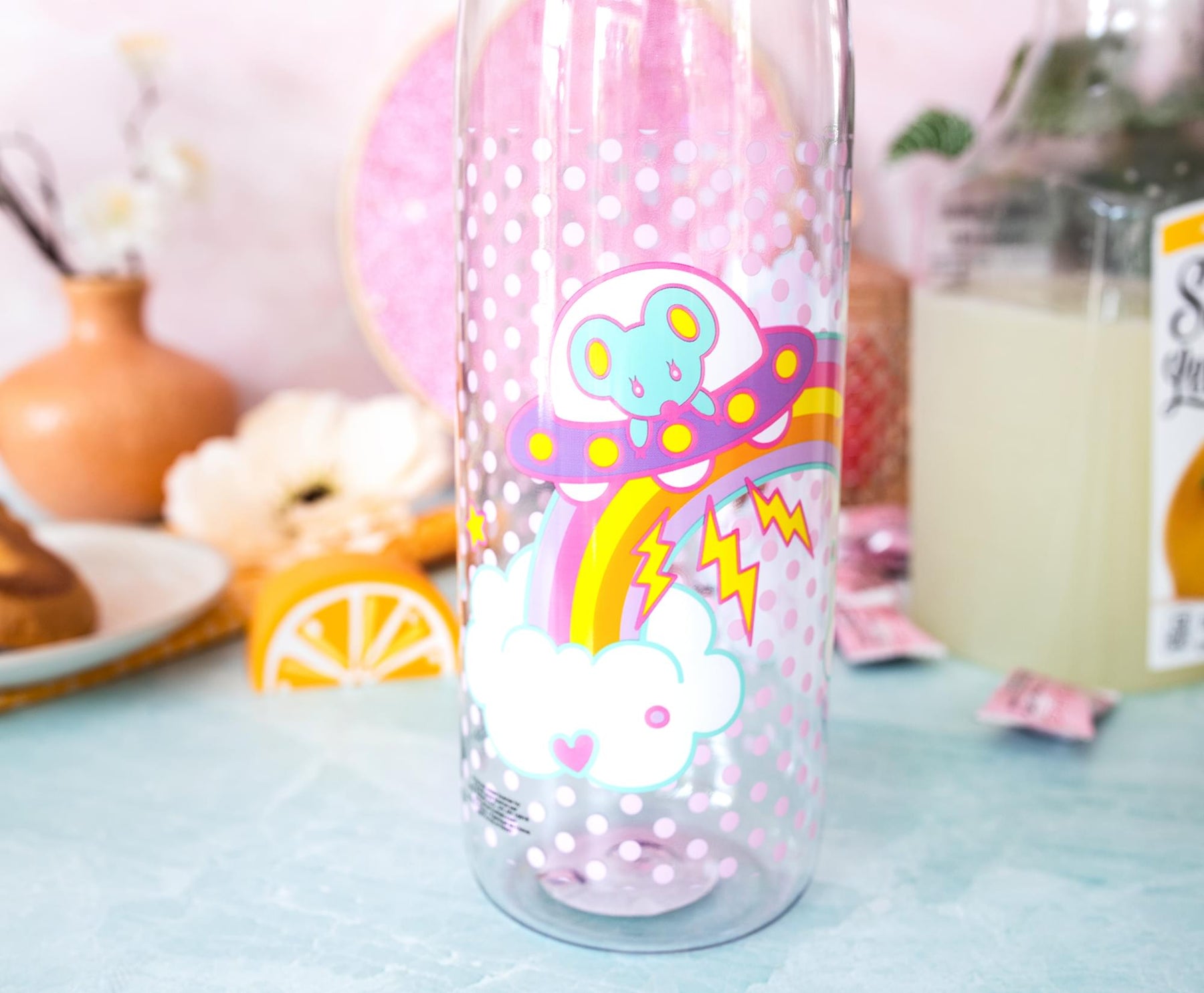 Sanrio Hello Kitty and Joey Rainbow Plastic Water Bottle With Screw-Top Lid