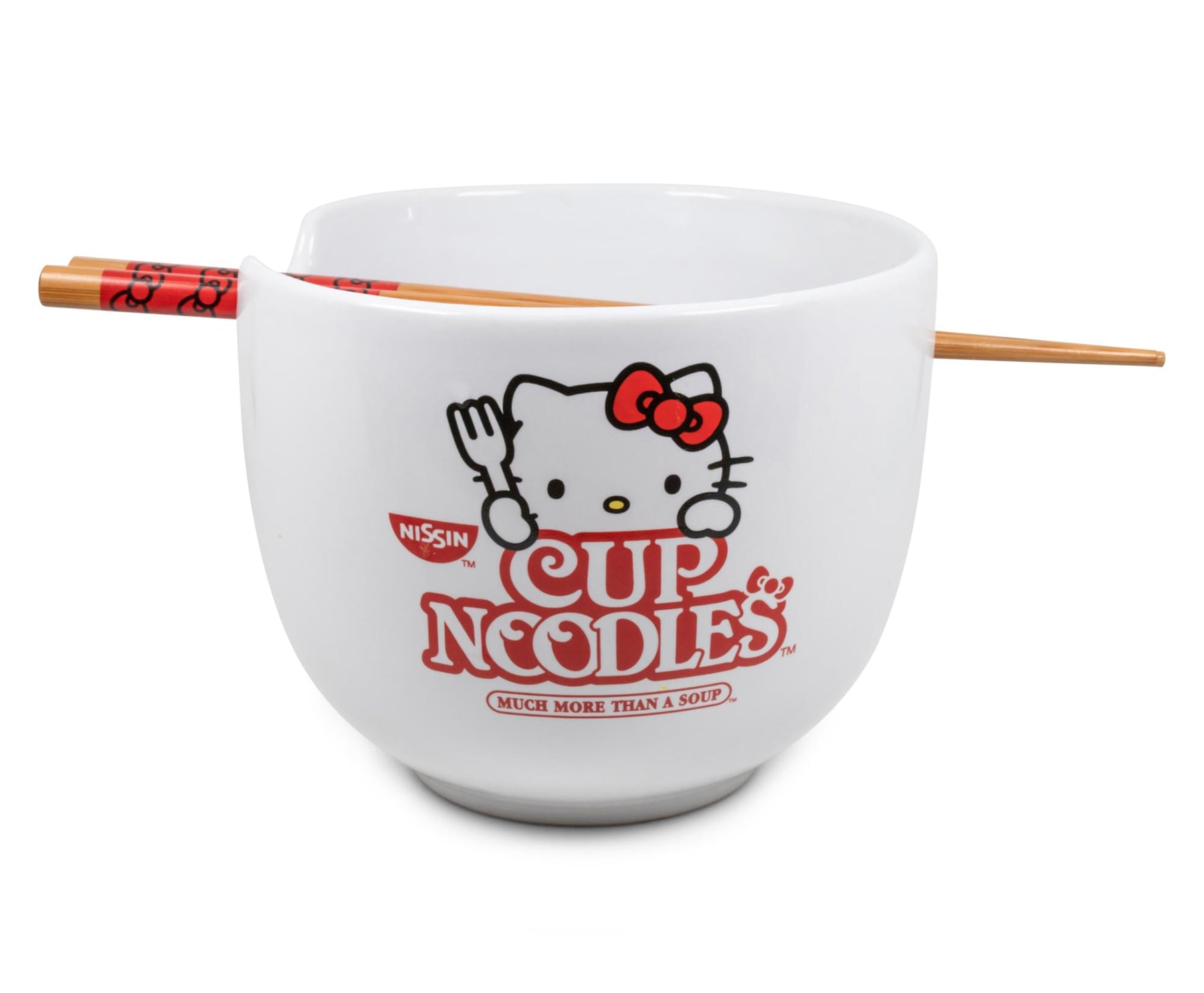 Hello Kitty Cup Noodle Japanese Dinnerware Set | 20-Ounce Ramen Bowl, Chopsticks