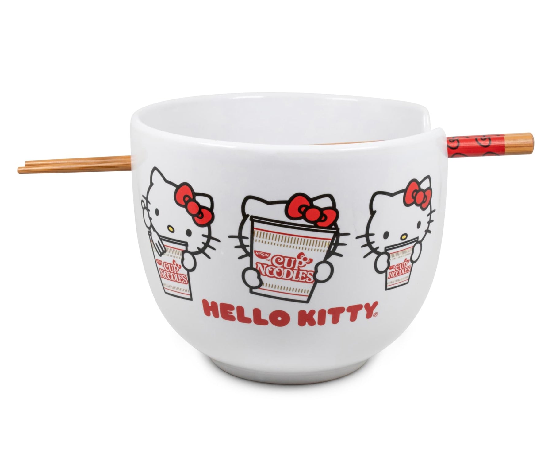 Hello Kitty Cup Noodle Japanese Dinnerware Set | 20-Ounce Ramen Bowl, Chopsticks