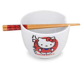 Hello Kitty Japanese Dinnerware Set | 20-Ounce Ramen Bowl, Chopsticks