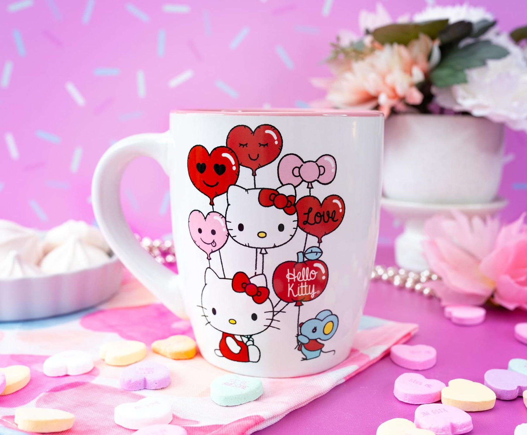 Sanrio Hello Kitty Heart Balloons Ceramic Latte Mug | Holds 25 Ounces