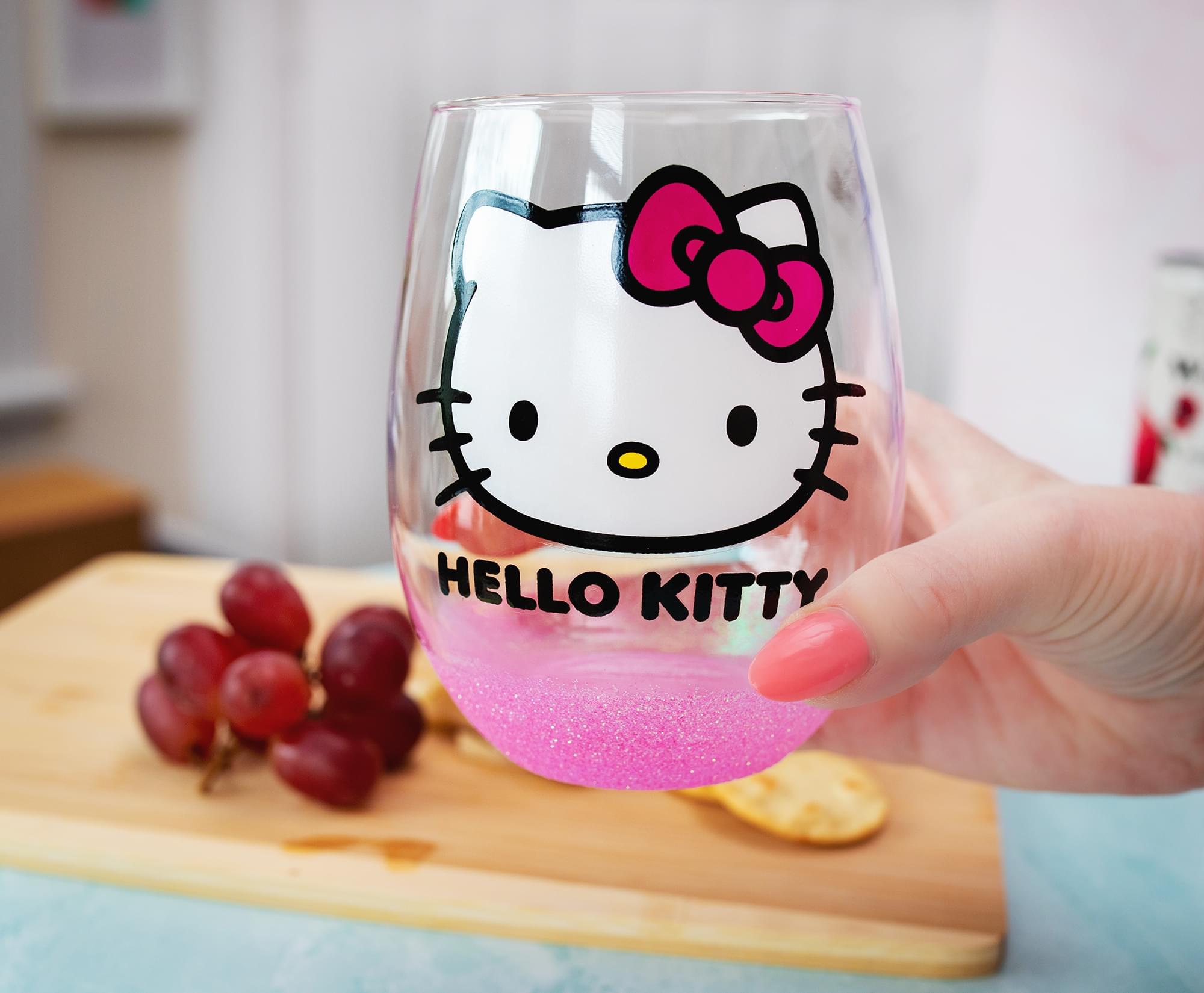 Sanrio Hello Kitty Teardrop Stemless Wine Glass | Holds 20 Ounces
