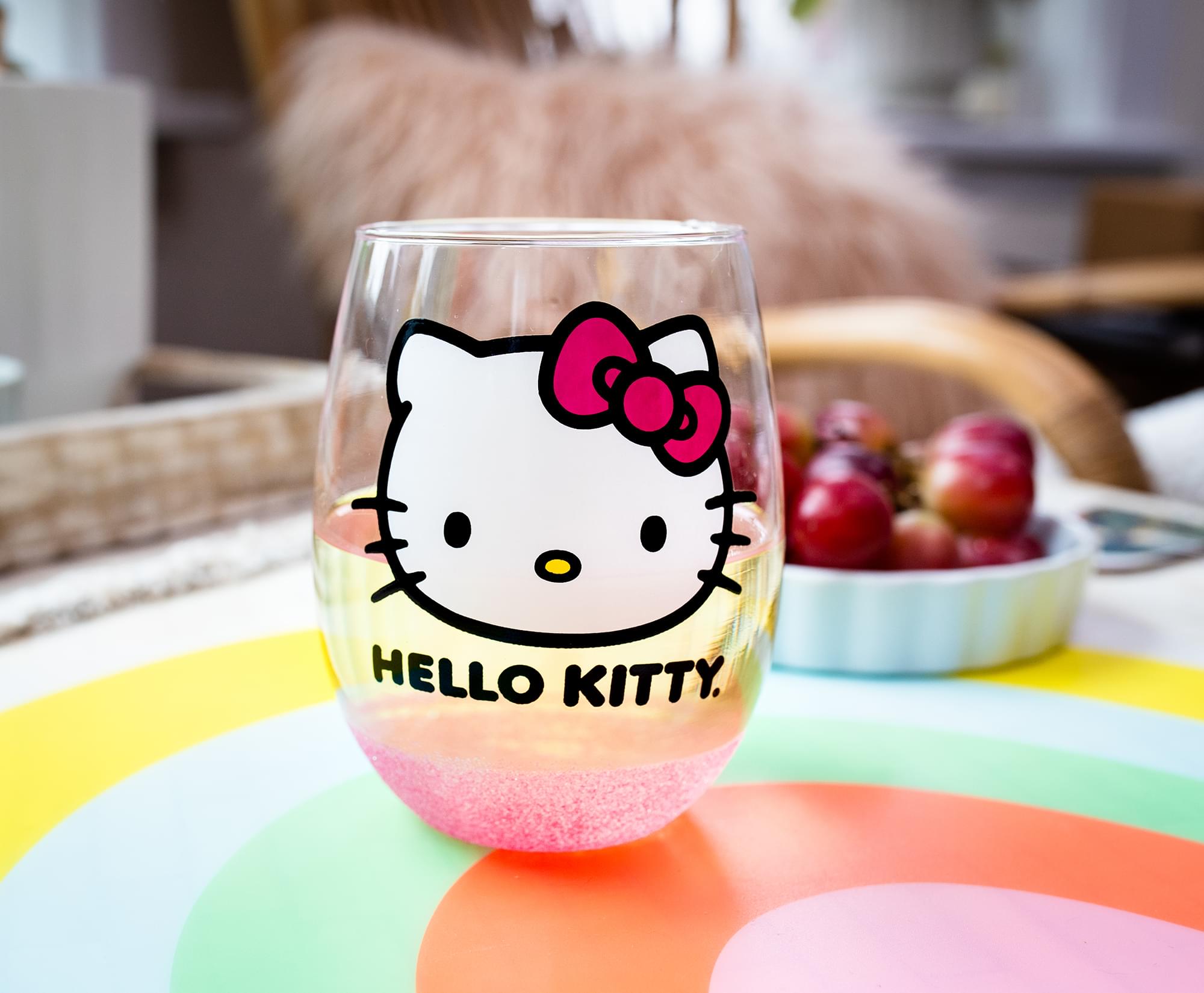 Sanrio Hello Kitty Teardrop Stemless Wine Glass | Holds 20 Ounces