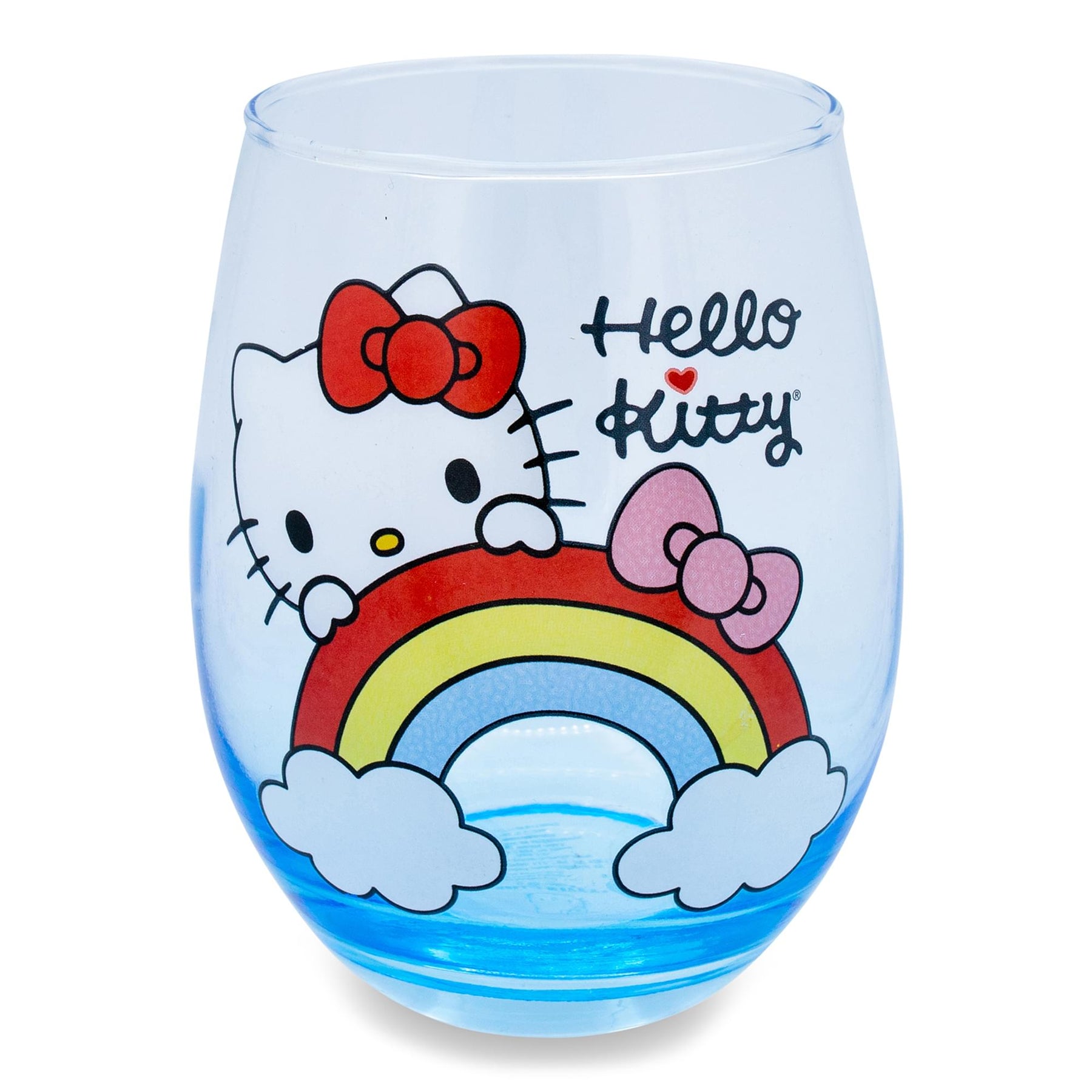 Sanrio Hello Kitty Rainbow Peek Stemless Wine Glass | Holds 20 Ounces