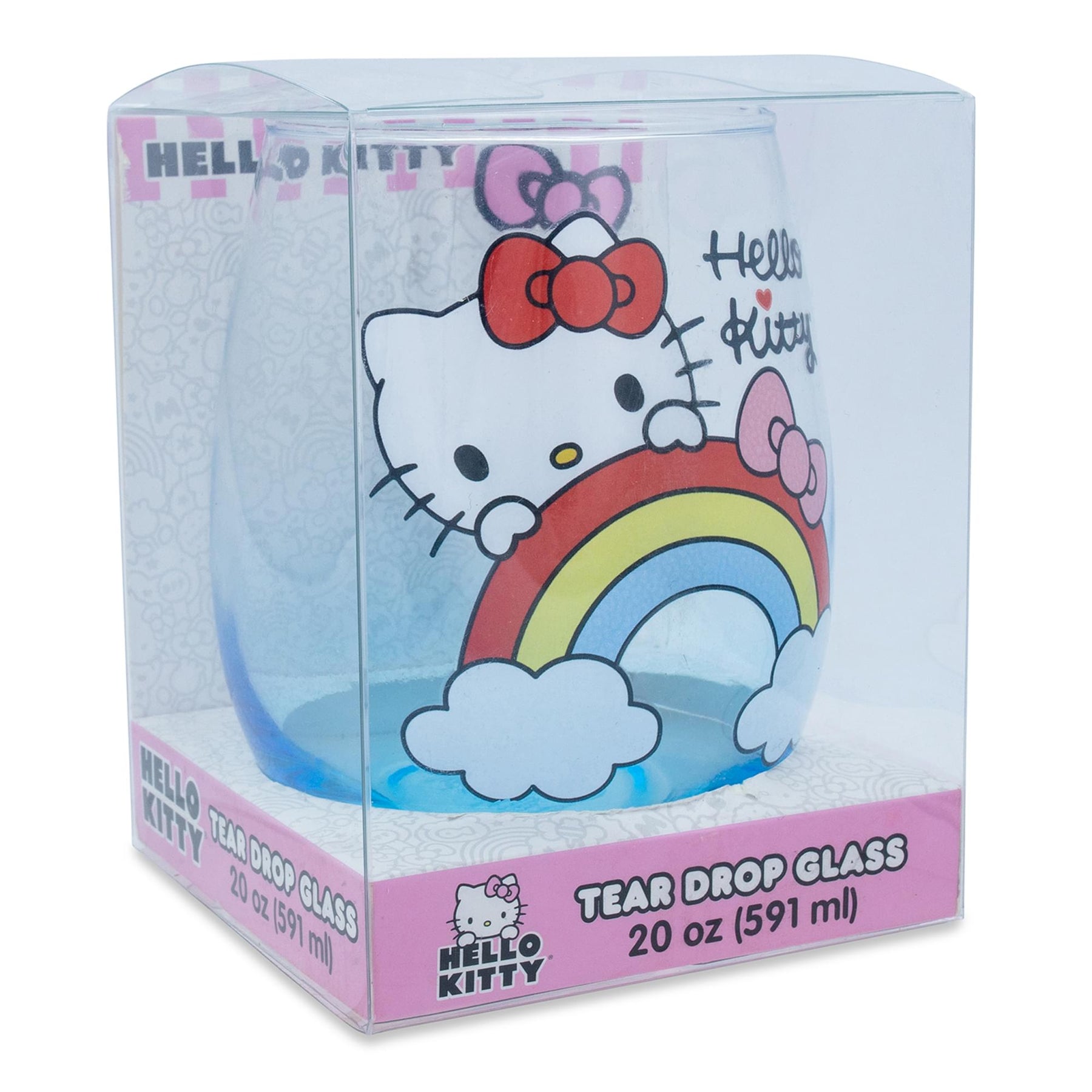 Sanrio Hello Kitty Rainbow Peek Stemless Wine Glass | Holds 20 Ounces