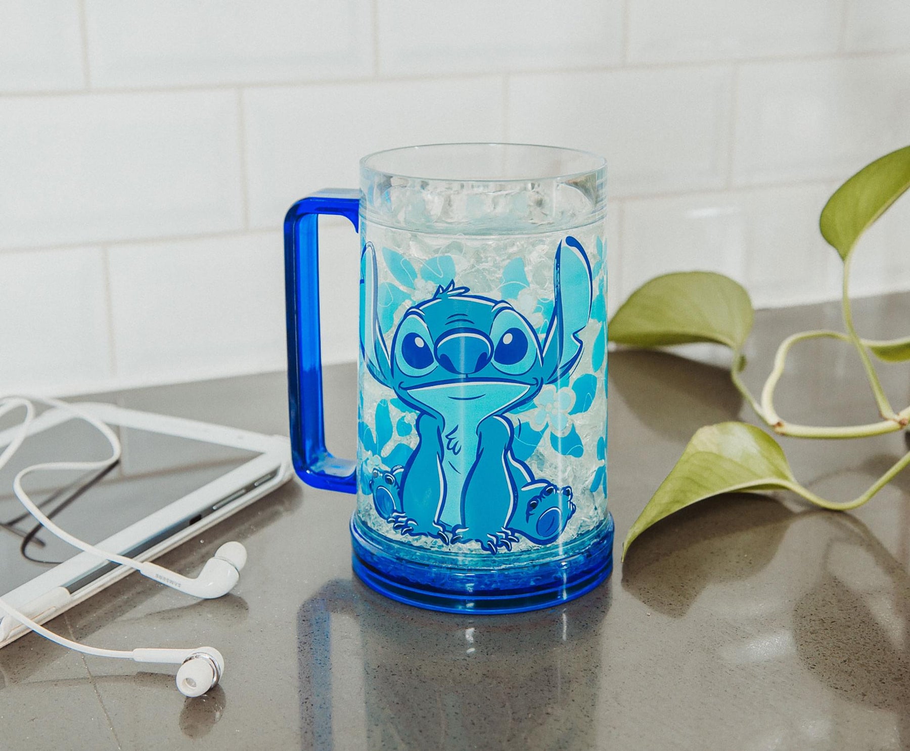 Disney Lilo & Stitch Hawaiian Flower Freeze Gel Plastic Stein Mug | 16 Ounces