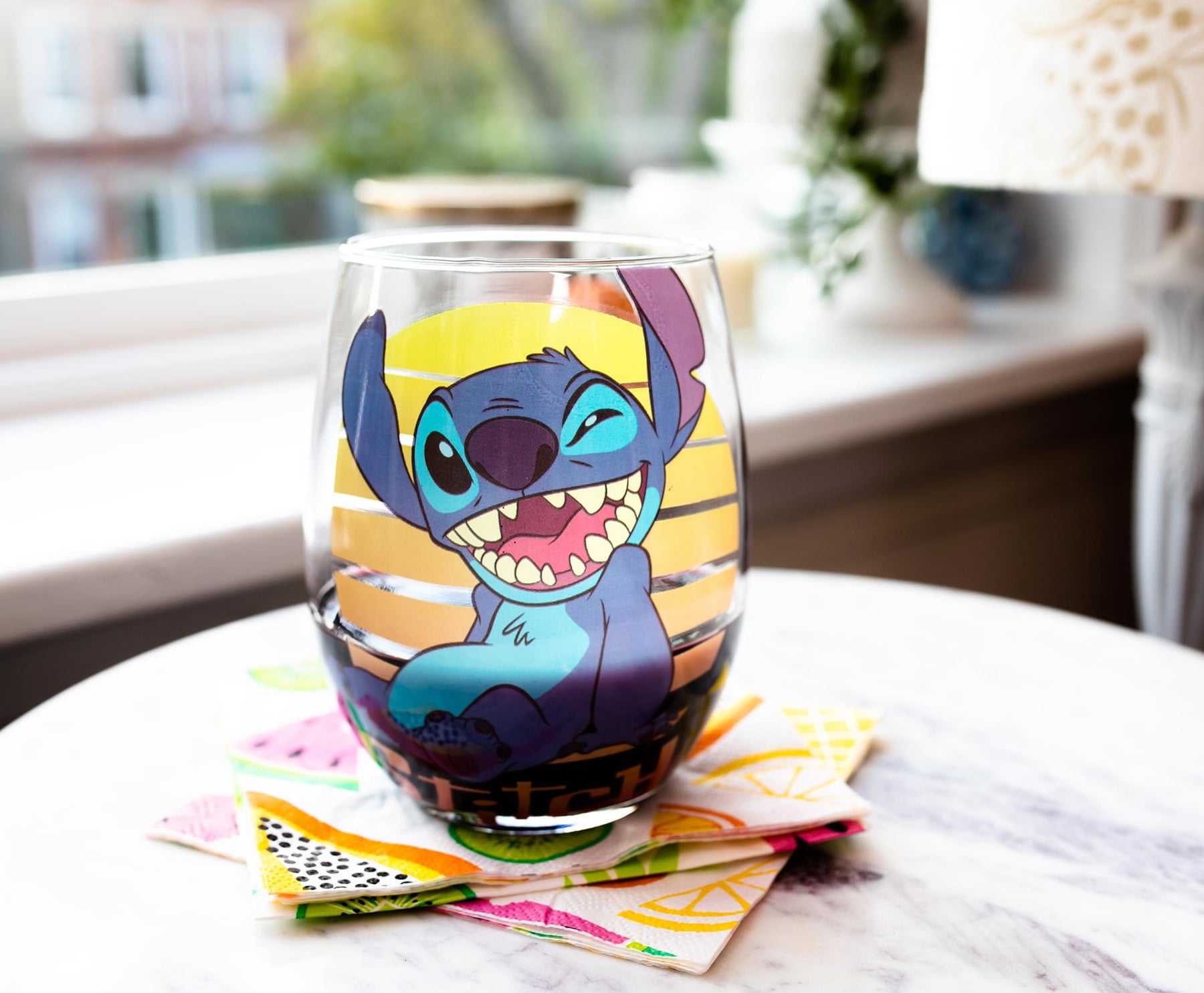 Disney Lilo & Stitch Stemless Wine Glass | Holds 20 Ounces