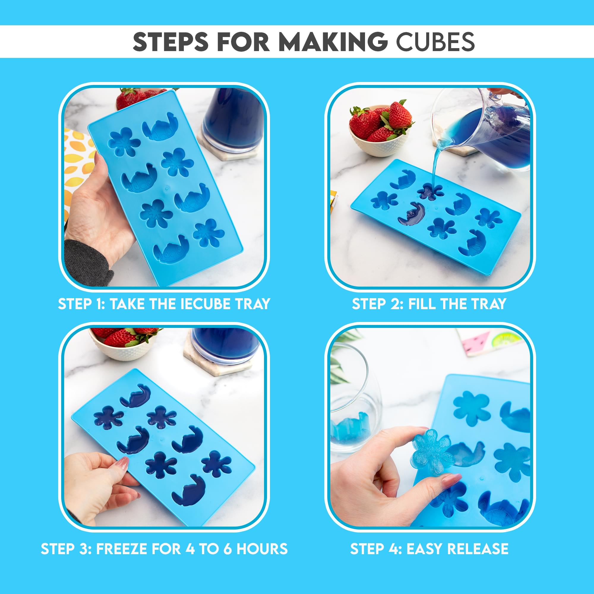 Disney Lilo & Stitch Silicone Mold Ice Cube Tray | Makes 8 Cubes