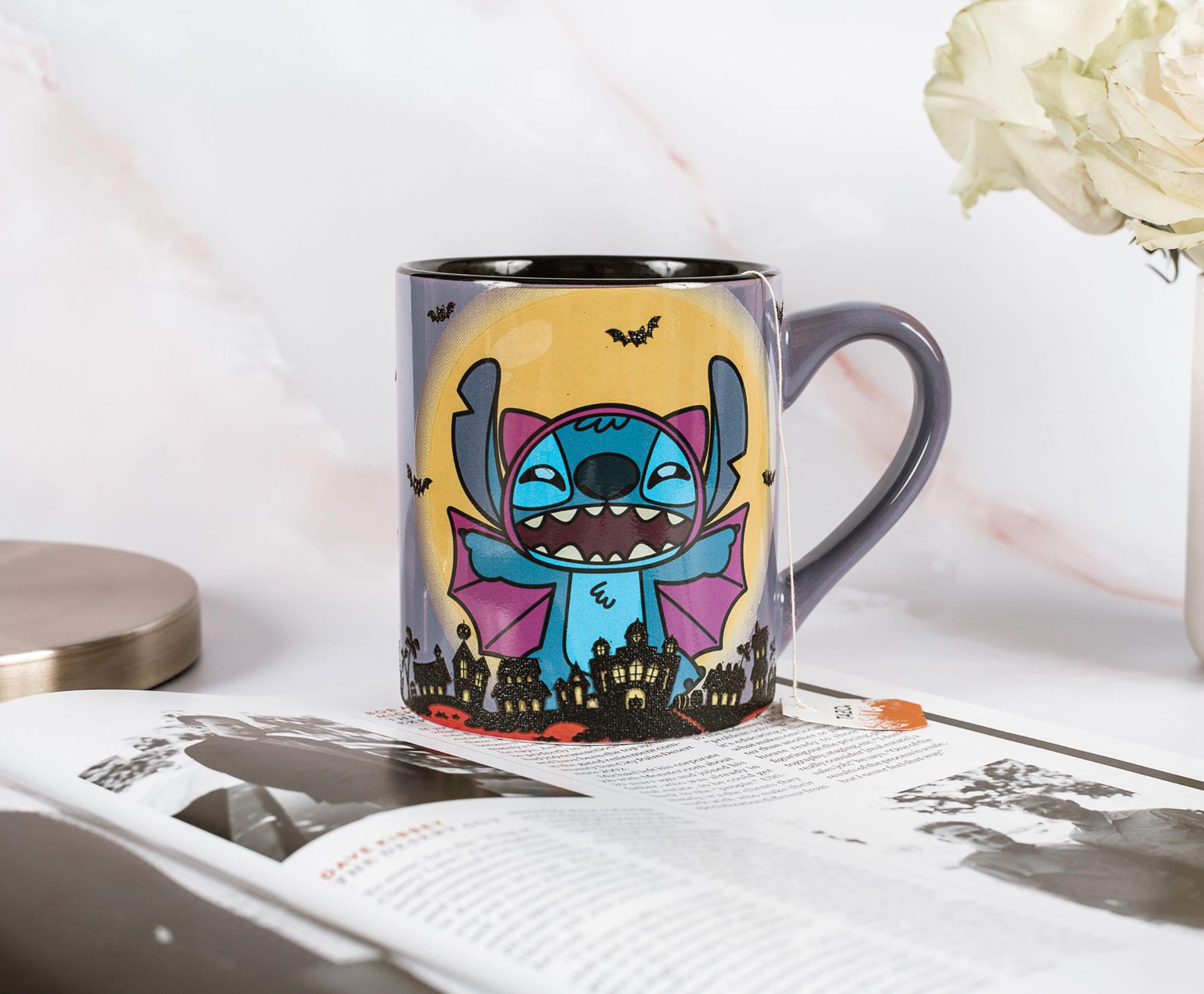 Disney Lilo & Stitch Vampire Ceramic Glitter Mug | Holds 14 Ounces