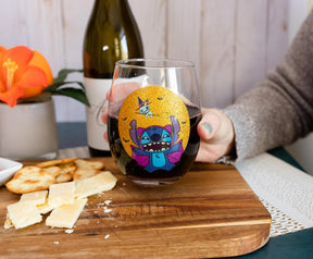 Disney Lilo & Stitch Halloween Glitter Stemless Wine Glass | Holds 20 Ounces