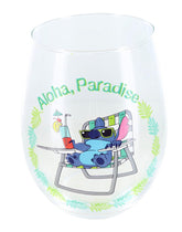 Disney Lilo & Stitch "Aloha, Paradise" Stemless Wine Glass | Holds 20 Ounces