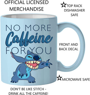 Disney Lilo & Stitch "No More Caffeine" Ceramic Mug | Holds 14 Ounces