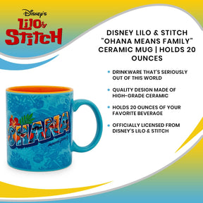 Disney Lilo & Stitch "Ohana Means Family" Ceramic Mug | Holds 20 Ounces