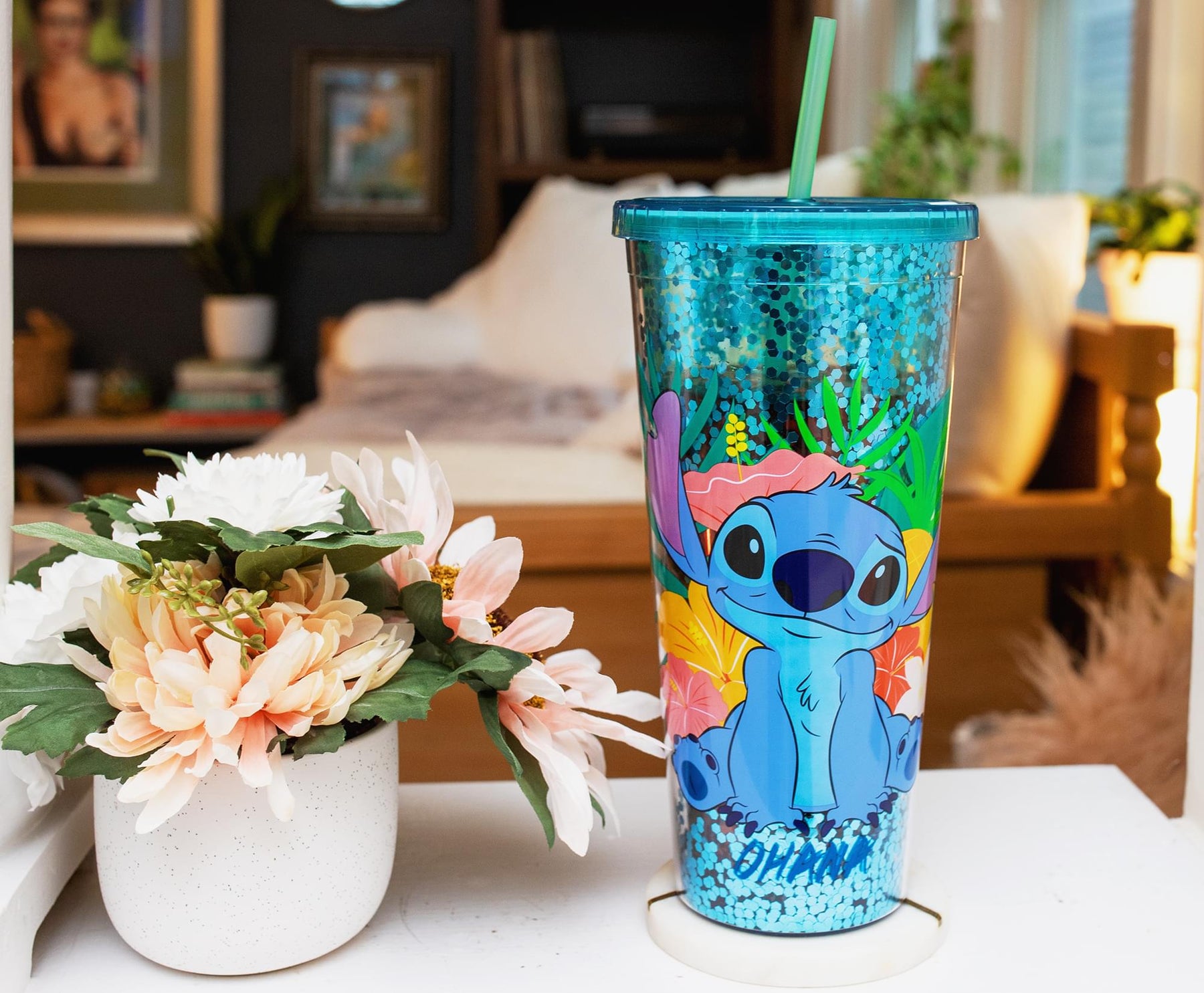 Silver Buffalo Disney Lilo & Stitch ohana Carnival Cup With Lid And Straw