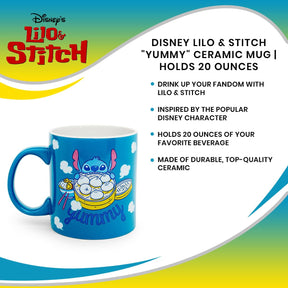 Disney Lilo & Stitch "Yummy" Ceramic Mug | Holds 20 Ounces