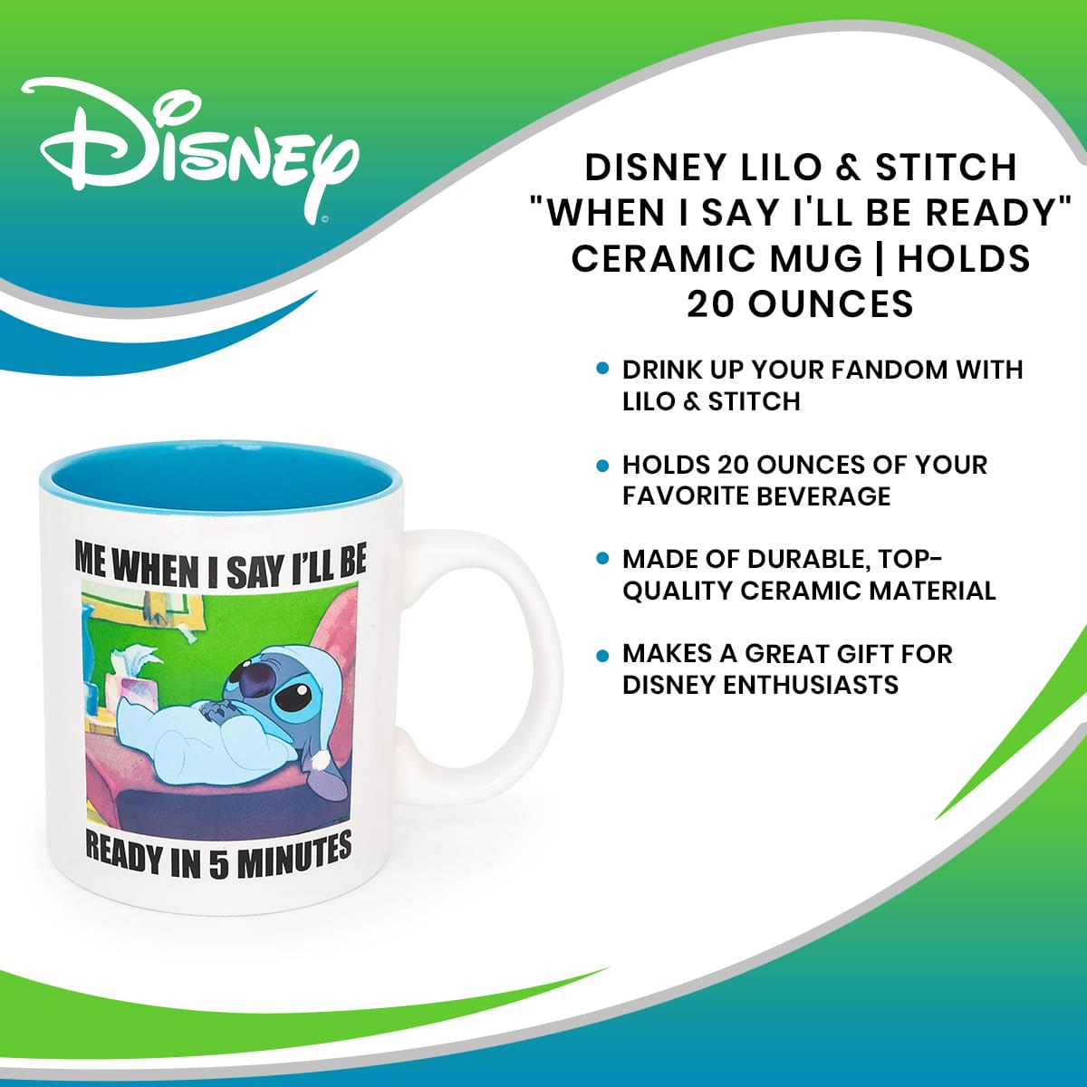 Disney Lilo & Stitch "When I Say I'll Be Ready" Ceramic Mug | Holds 20 Ounces