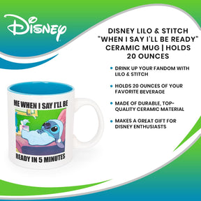 Disney Lilo & Stitch "When I Say I'll Be Ready" Ceramic Mug | Holds 20 Ounces