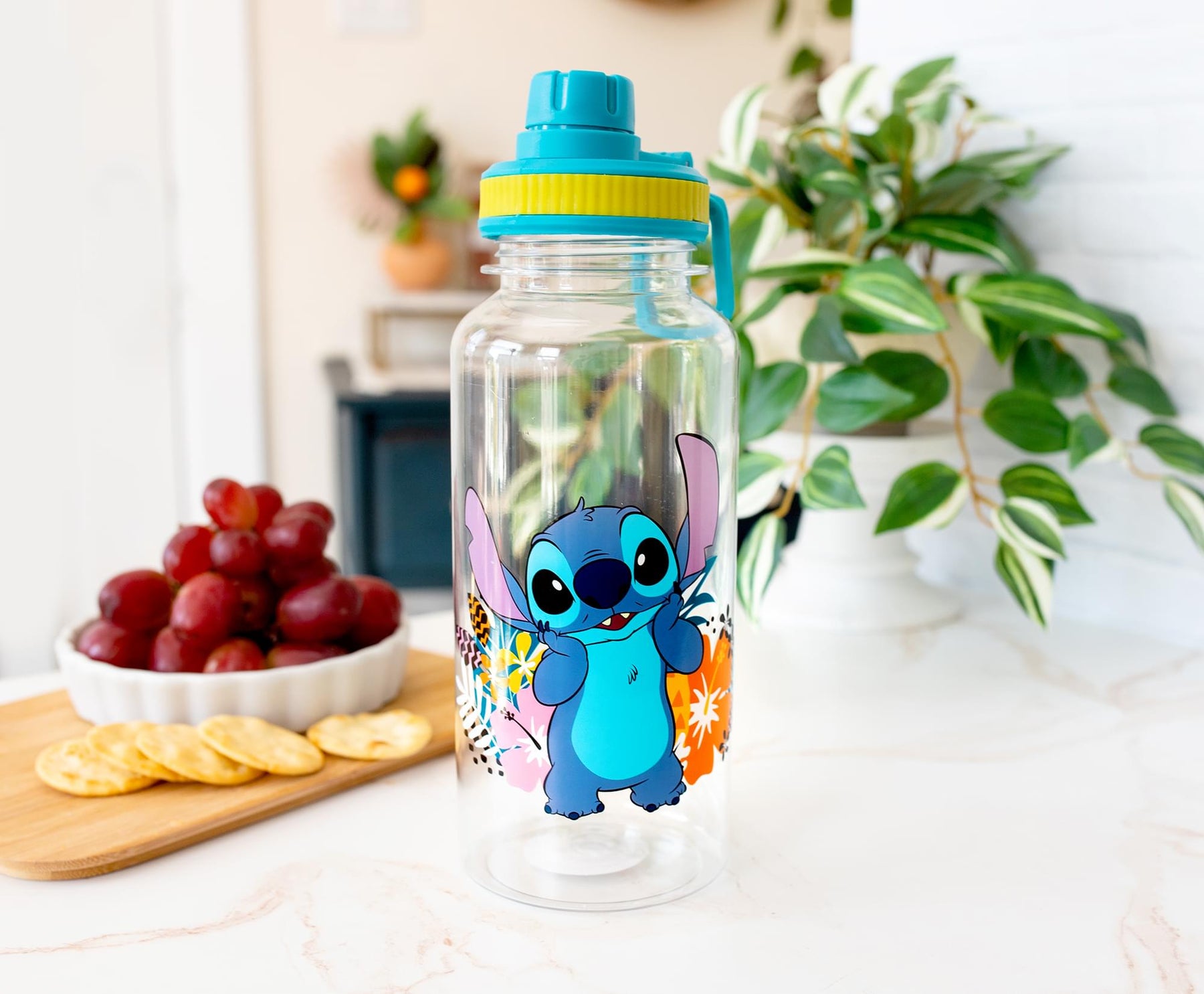 Disney Lilo & Stitch Flowers 32-Ounce Twist Spout Water Bottle And Sticker Set