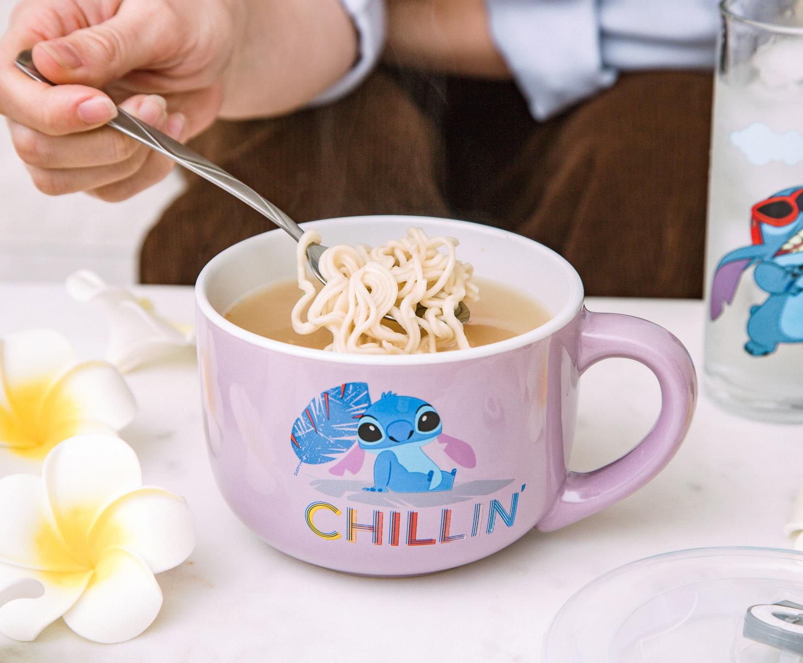 Disney Lilo & Stitch "Chillin" Ceramic Soup Mug With Vented Lid | Holds 24 Ounces