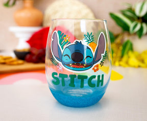 Disney Lilo & Stitch Hawaiian Flowers Teardrop Stemless Wine Glass | 20 Ounces