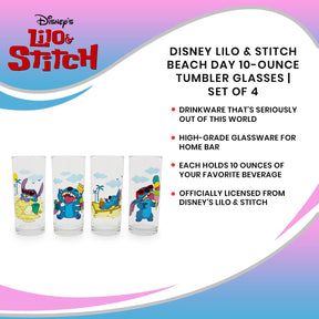Disney Lilo & Stitch Beach Day 10-Ounce Tumbler Glasses | Set of 4