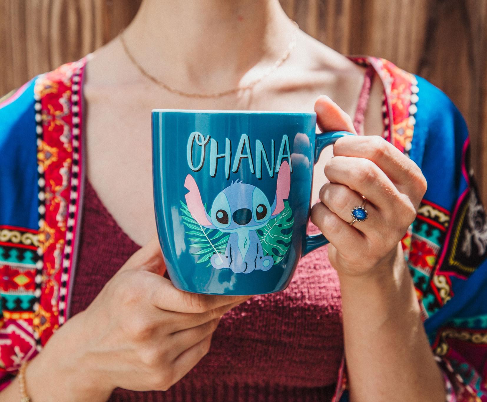 Disney Lilo & Stitch "Ohana" Hawaiian Palm Ceramic Mug | Holds 18 Ounces