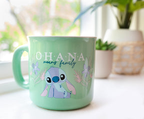 Disney Lilo & Stitch "Ohana Means Family" Ceramic Camper Mug | Holds 20 Ounces