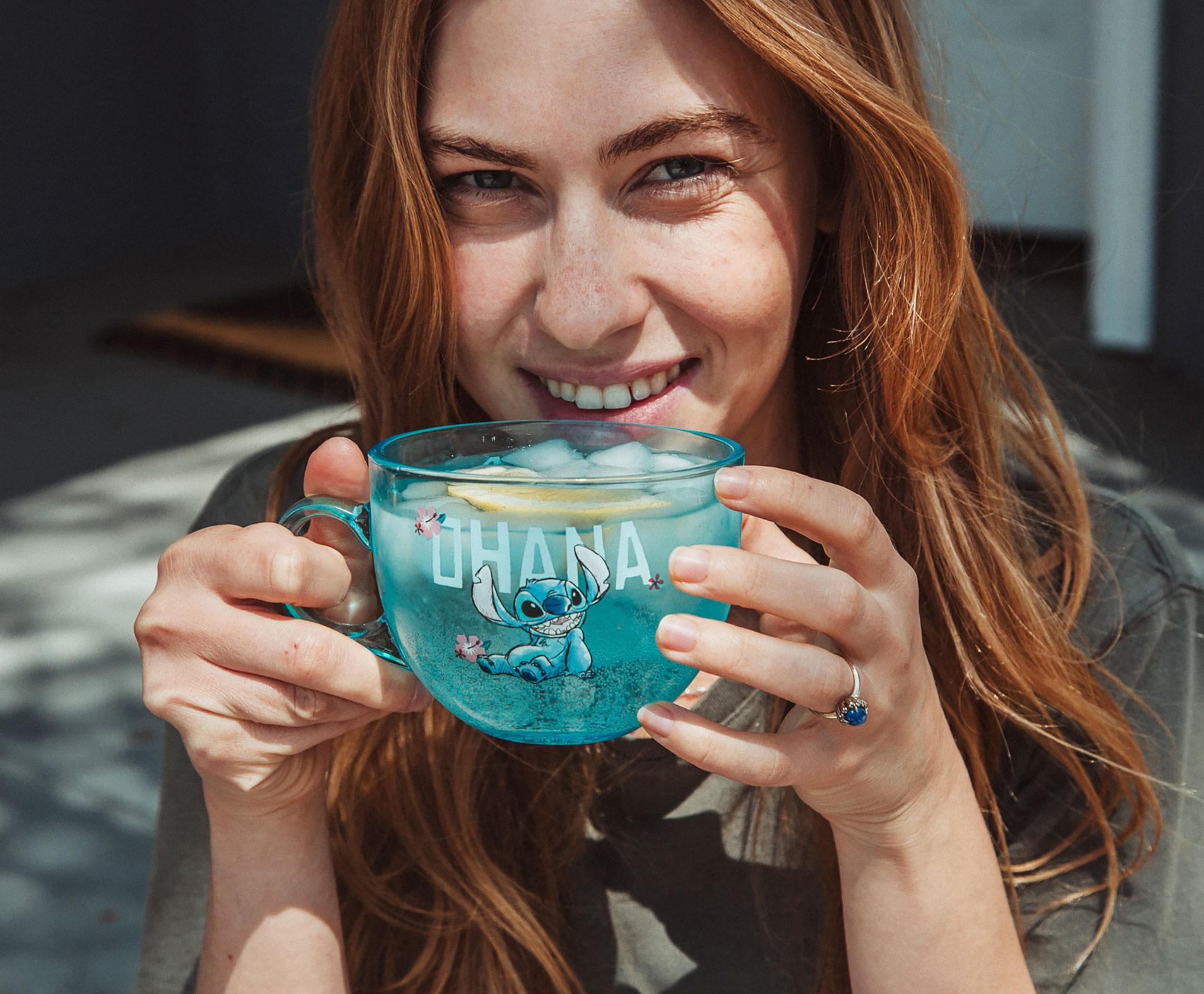 Disney Lilo & Stitch Ohana Glass Coffee Mug | Holds 16 Ounces