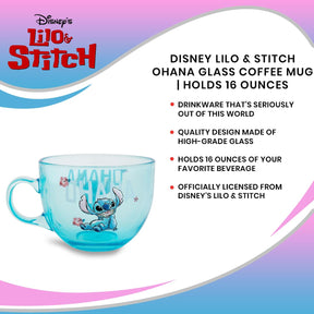Disney Lilo & Stitch Ohana Glass Coffee Mug | Holds 16 Ounces