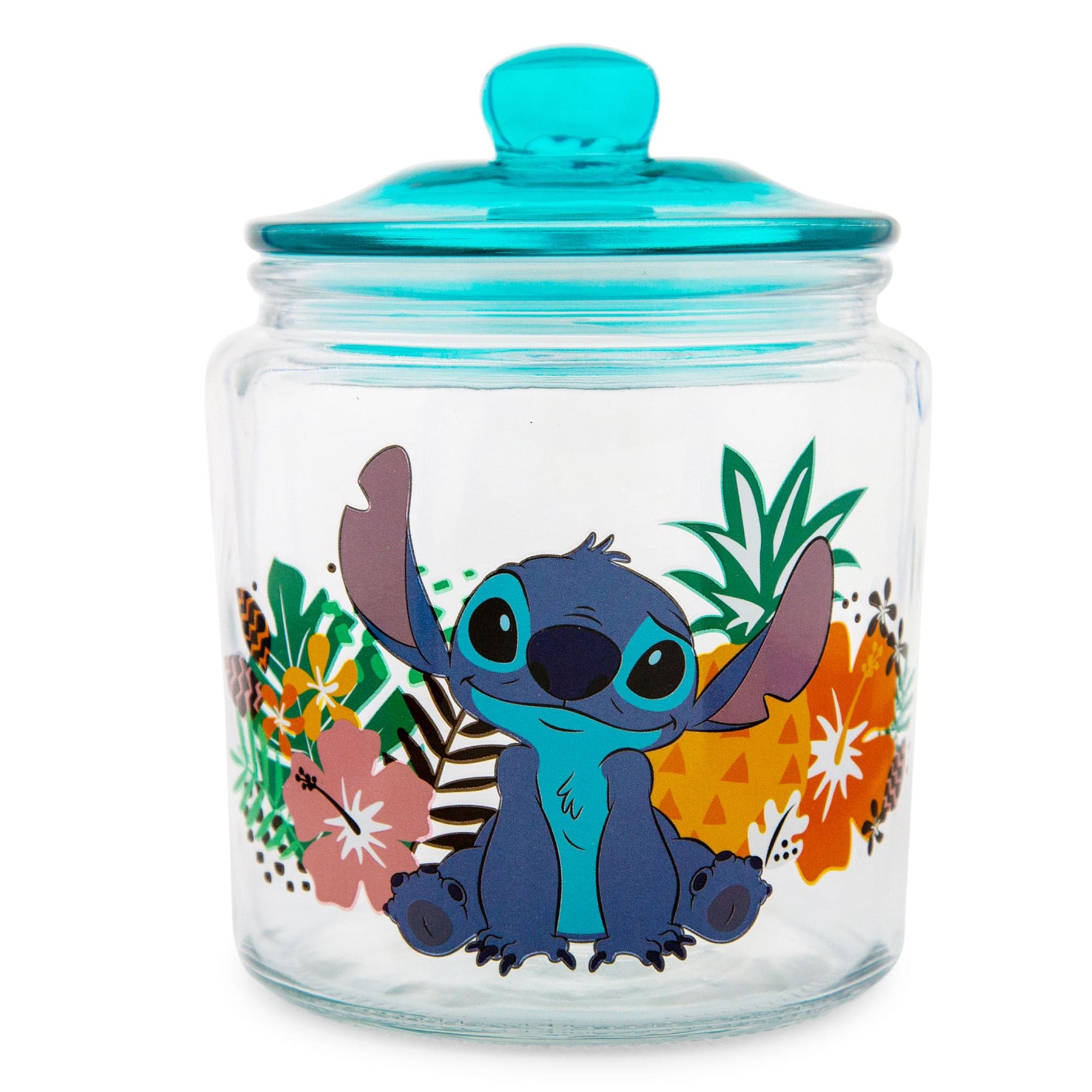 Disney Lilo & Stitch Glass Snack Jar Container With Lid | 6 Inches Tall