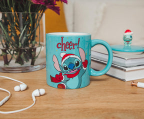 Disney Lilo & Stitch Holiday Cheer Ceramic Mug With Lid | Holds 18 Ounces