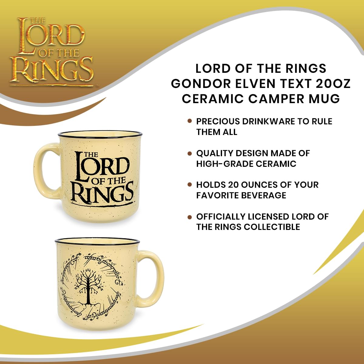 Lord of the Rings Gondor 20oz Ceramic Camper Mug