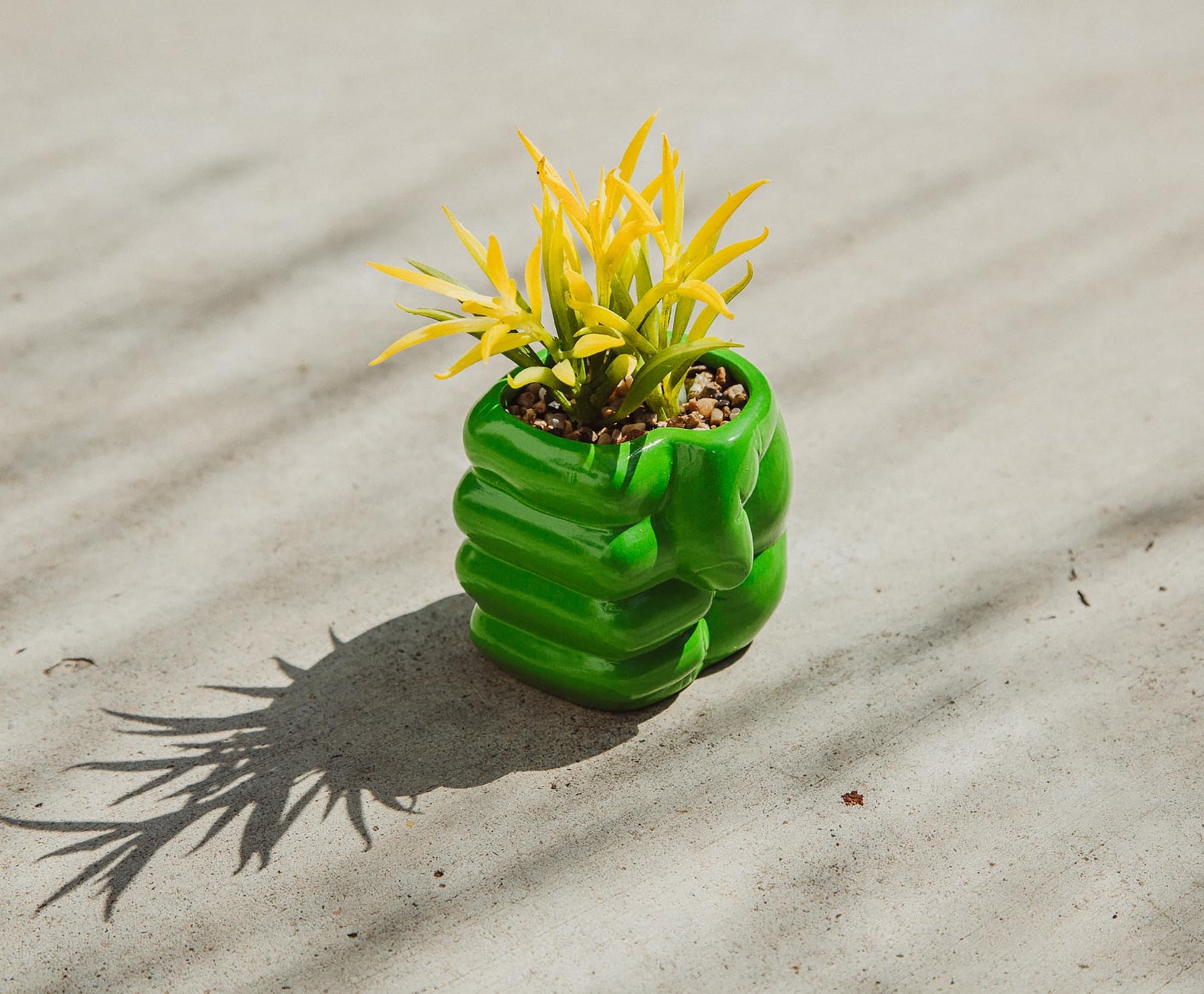 Marvel Comics Hulk Smash Hand 3-Inch Ceramic Mini Planter With Artificial Succulent
