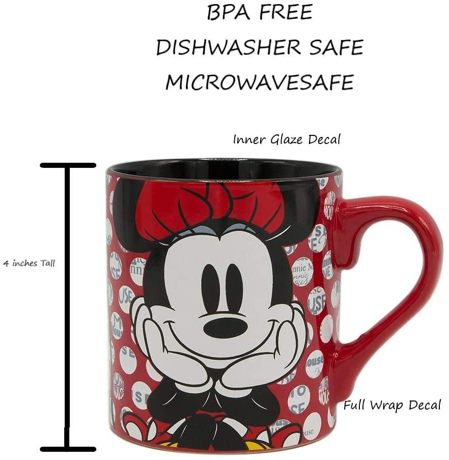 Disney Minnie Mouse Rock the Dots Ceramic Coffee Mug | Holds 14 Ounces