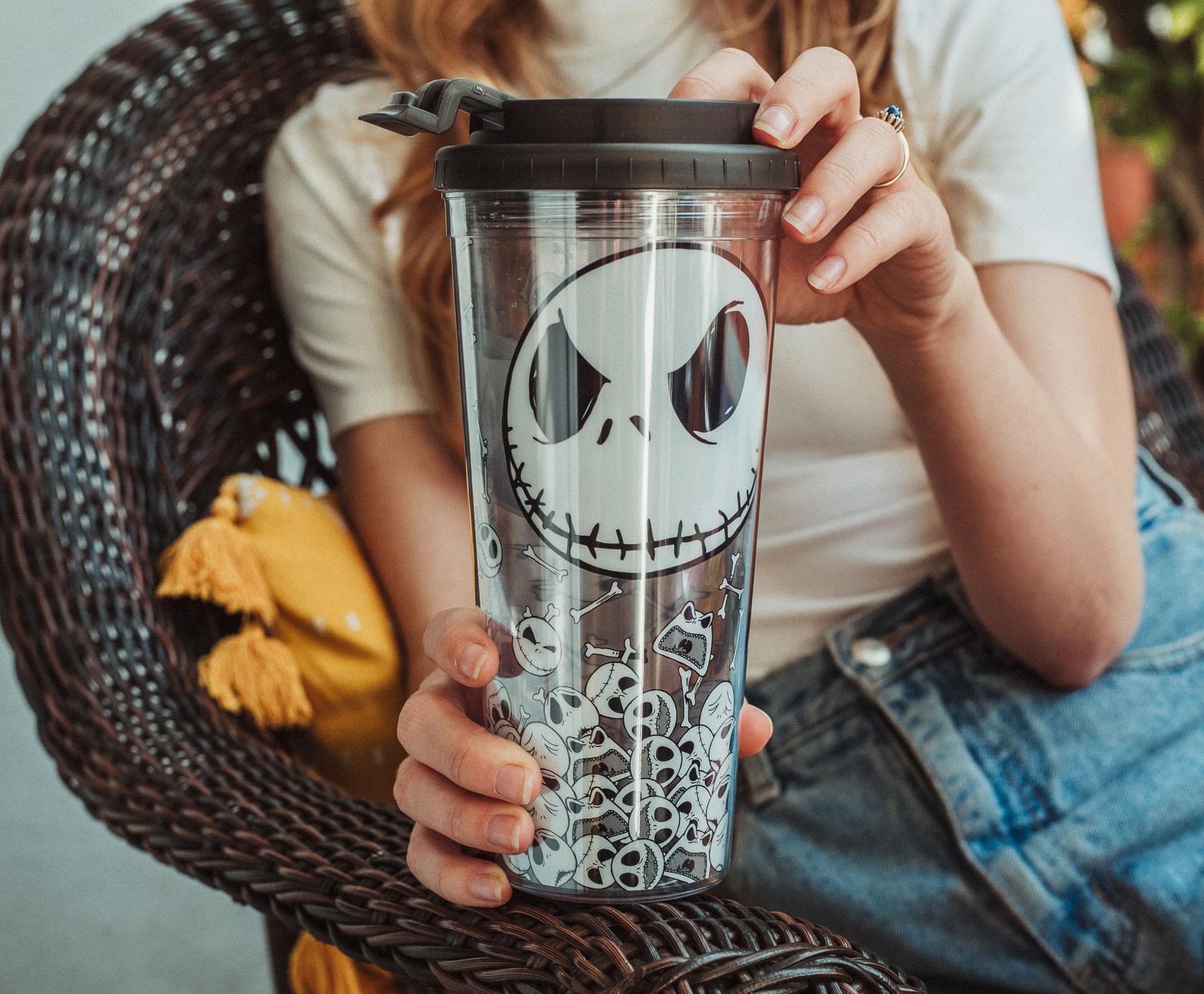 Disney The Nightmare Before Christmas Jack And Skulls Plastic Travel Tumbler