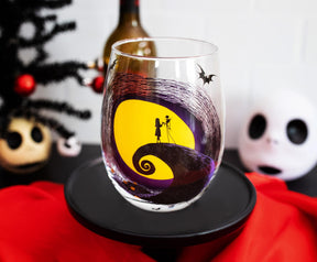 Disney The Nightmare Before Christmas Jack & Sally on Spiral Hill Stemless Glass