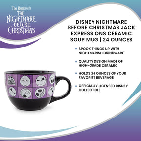 Disney Nightmare Before Christmas Jack Expressions Ceramic Soup Mug | 24 Ounces