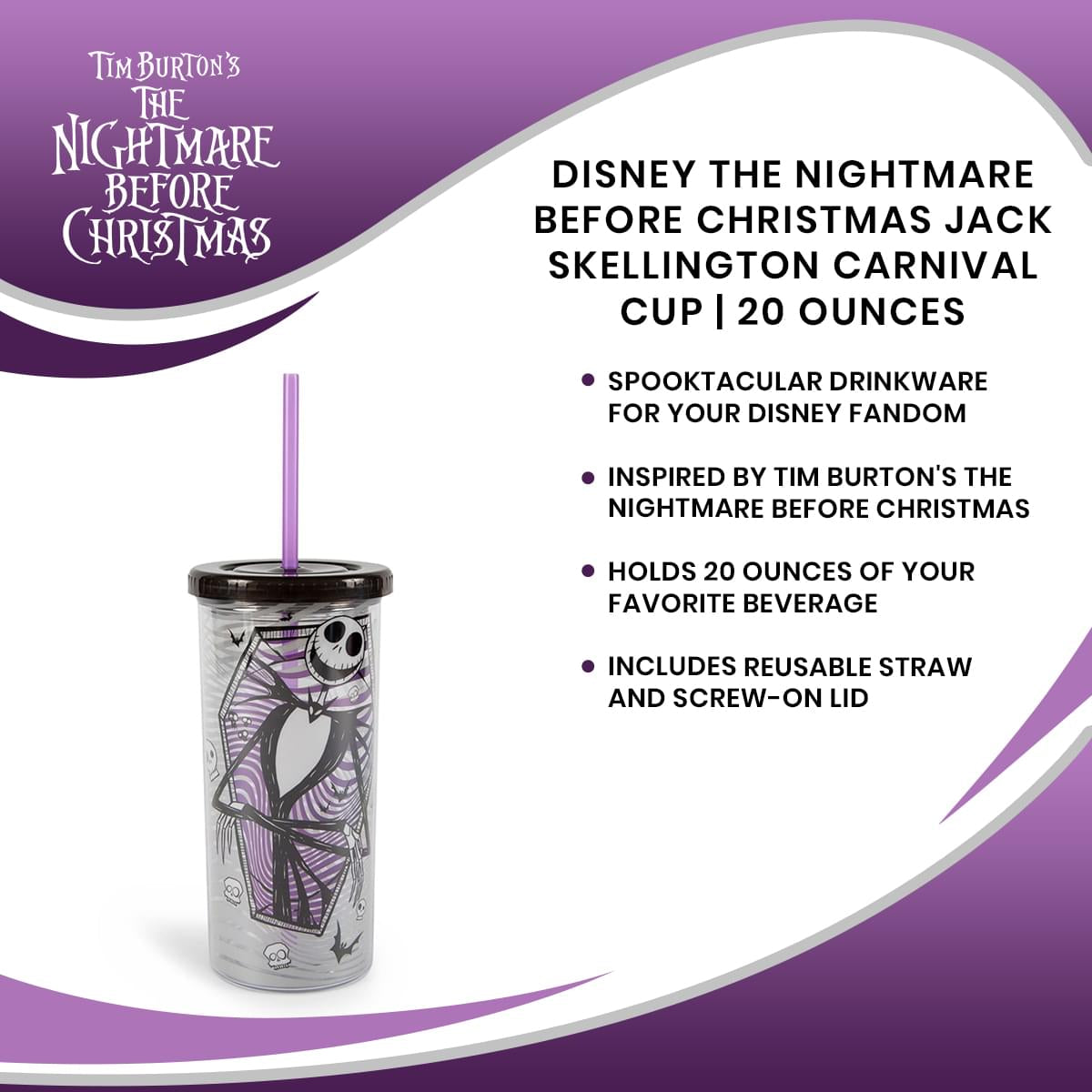 Disney The Nightmare Before Christmas Jack Skellington Carnival Cup | 20 Ounces