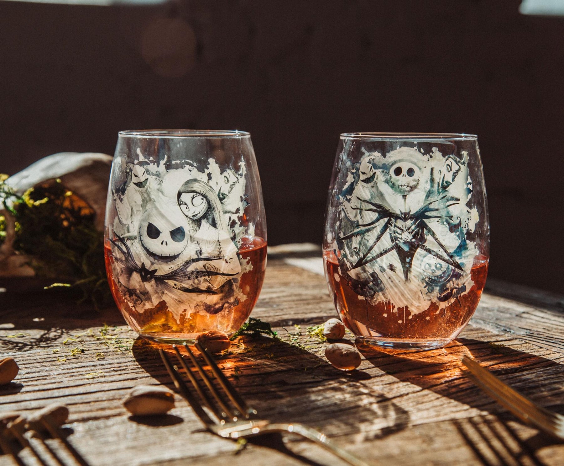 Disney The Nightmare Before Christmas Ink Blot Stemless Wine Glasses | Set of 2