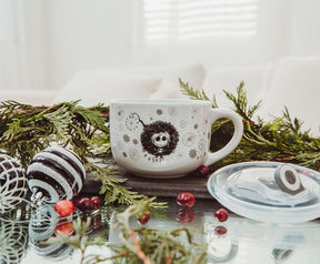 Disney Nightmare Before Christmas Santa Jack Wreath Ceramic Soup Mug With Lid