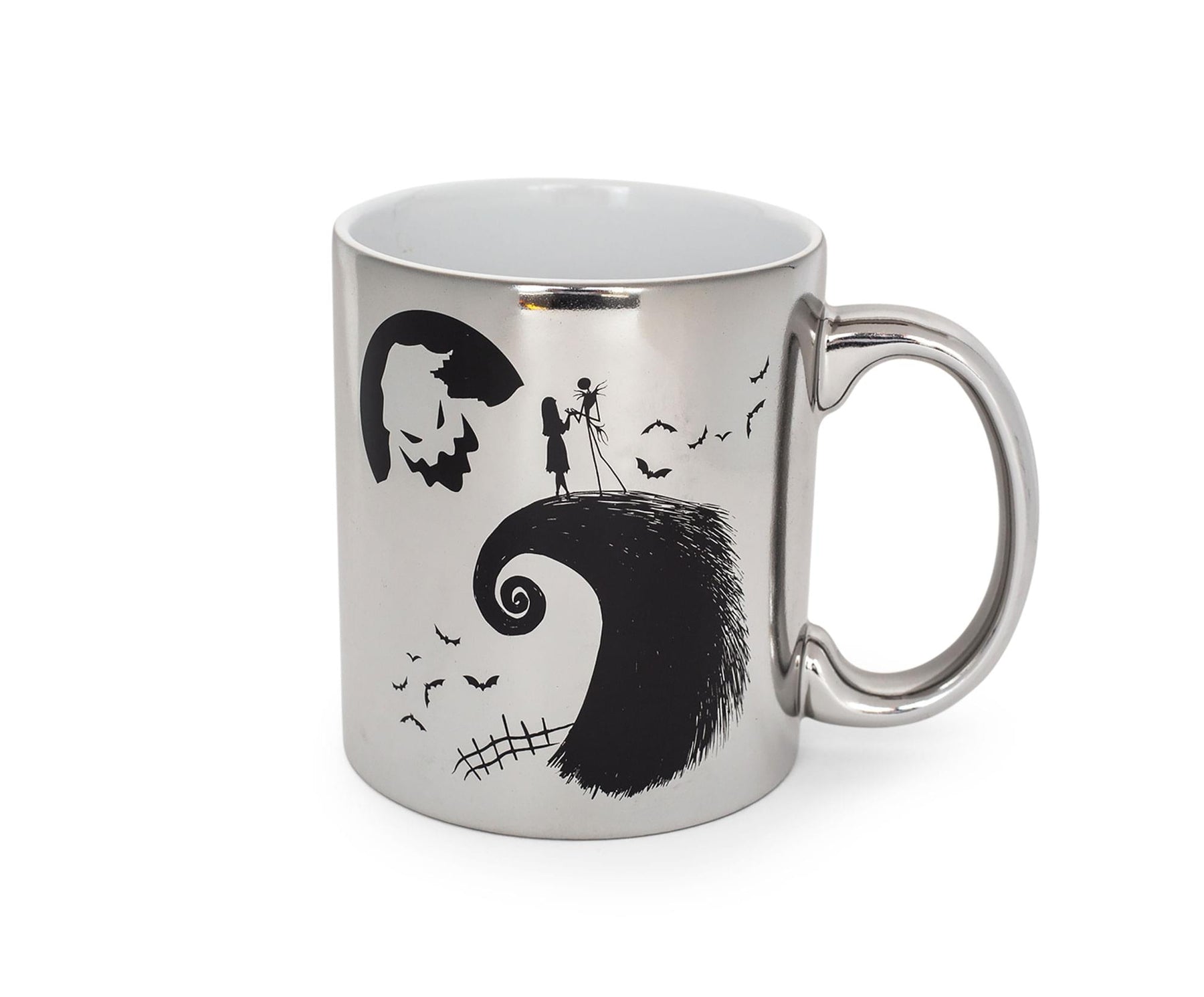 Nightmare Before Christmas Silver Electroplate Ceramic Mug | Holds 20 Ounces