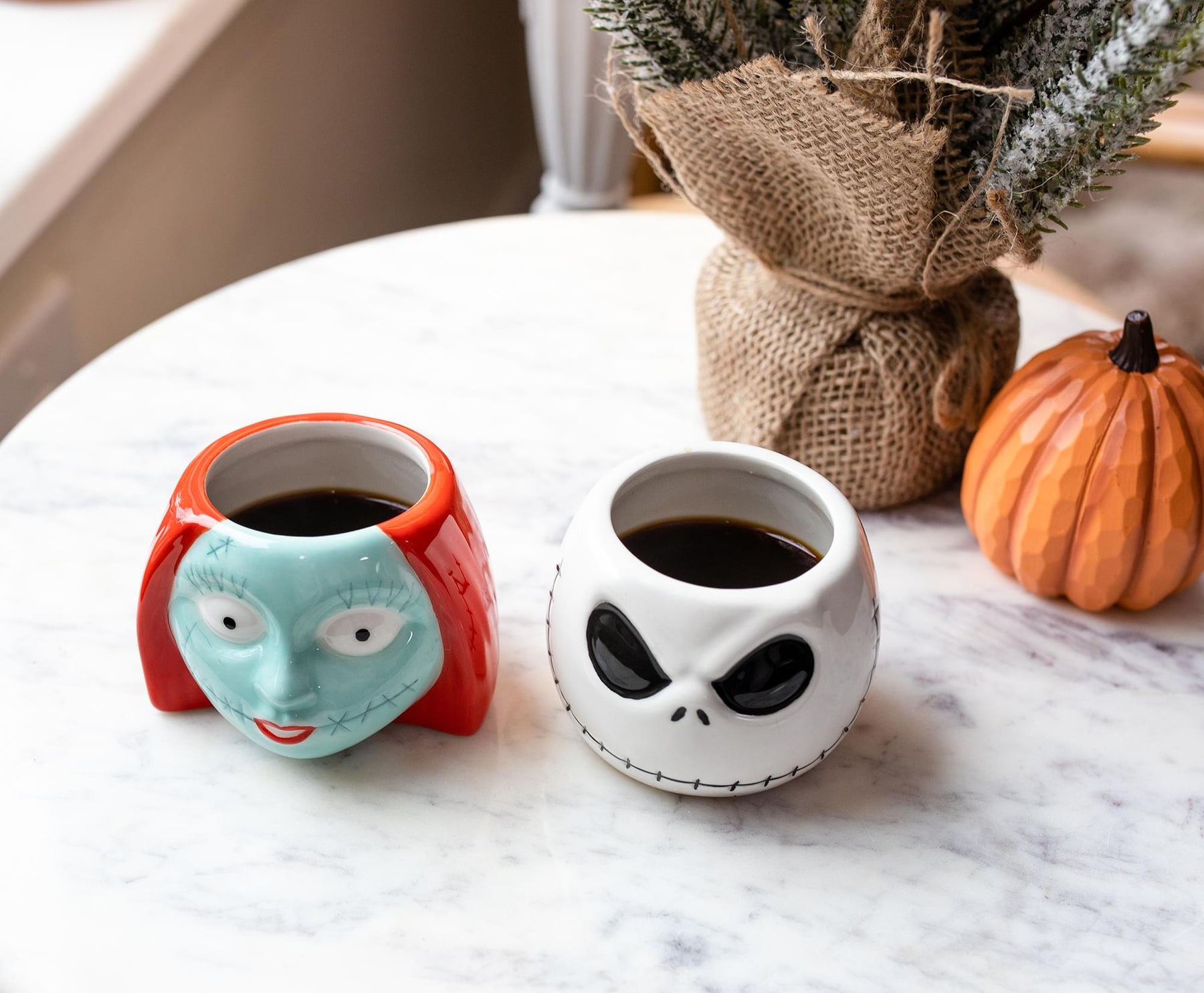 Disney The Nightmare Before Christmas Jack & Sally Sculpted Mini Mugs | Set of 2