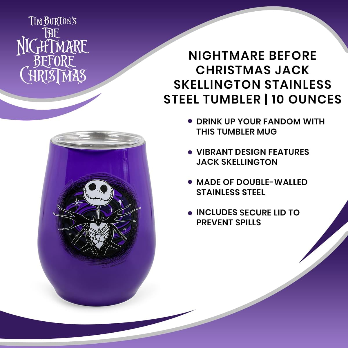 Nightmare Before Christmas Jack Skellington Stainless Steel Tumbler | 10 Ounces