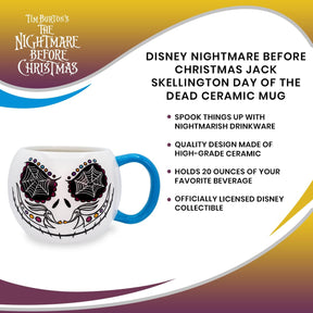Disney Nightmare Before Christmas Jack Skellington Day of the Dead Ceramic Mug