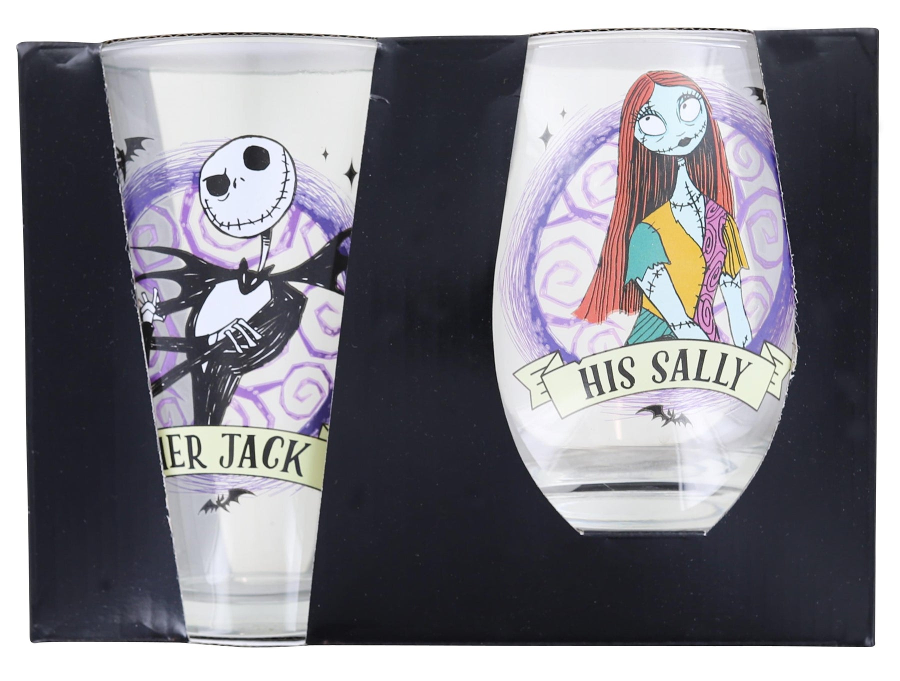 Nightmare Before Christmas Jack & Sally 2-Piece Glass Set